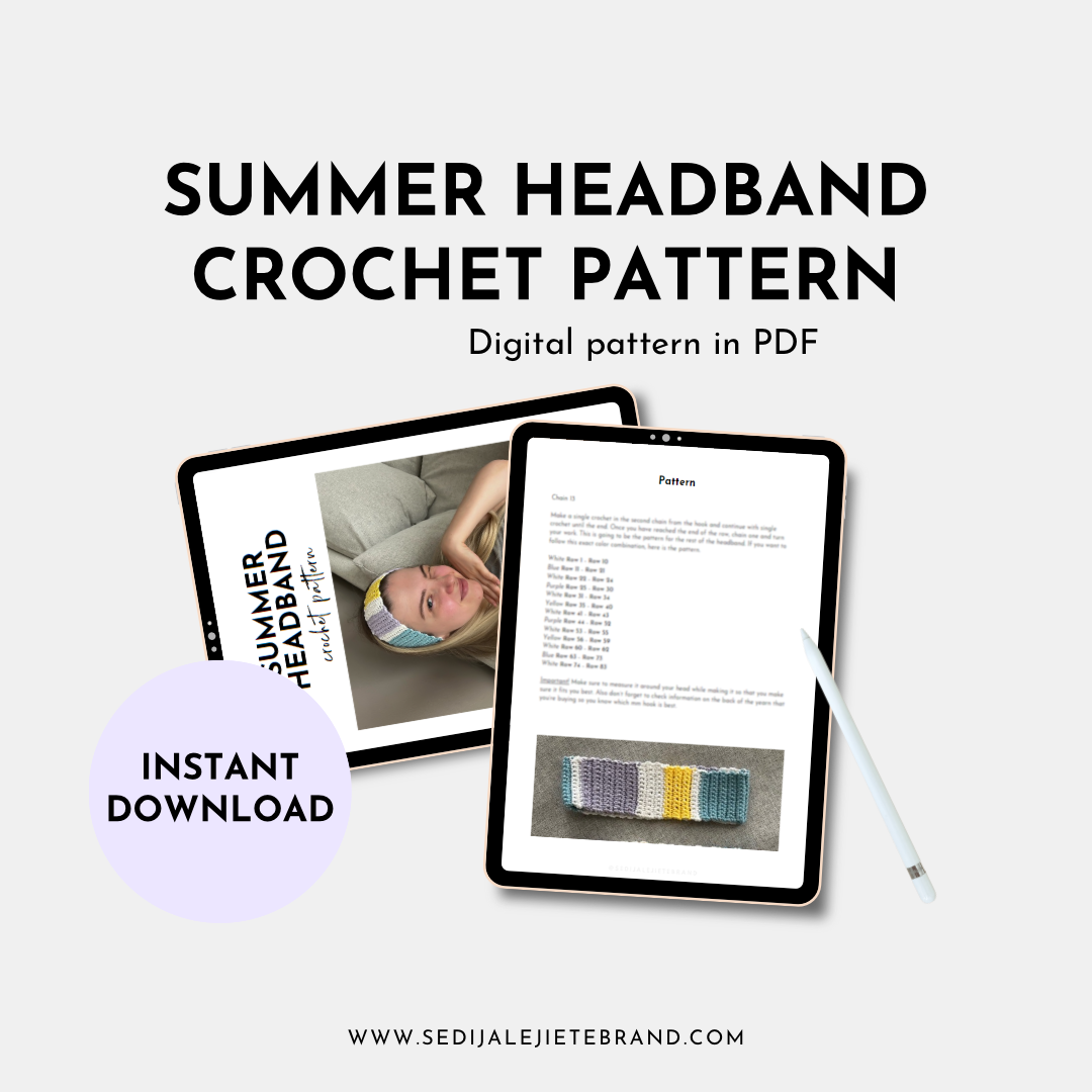 Summer Headband Crochet Pattern PDF DIGITAL DOWNLOAD