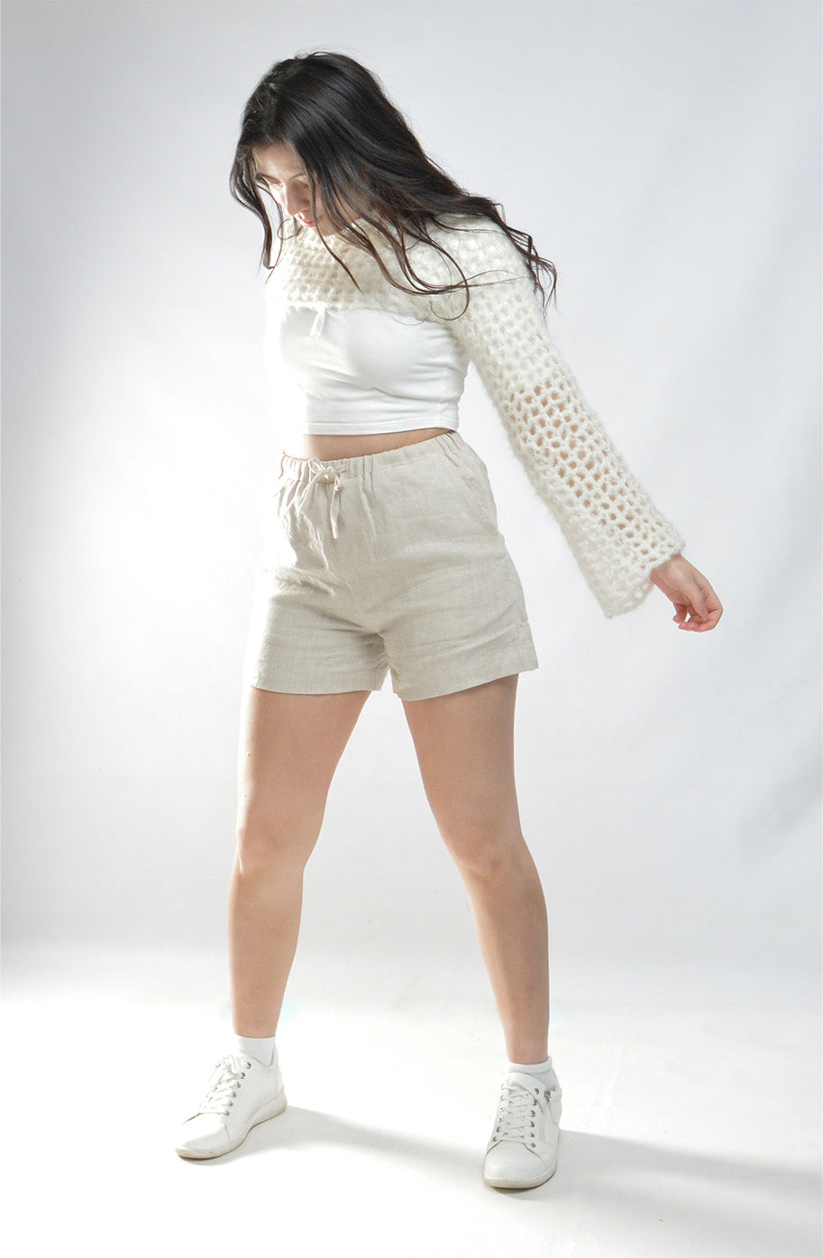 Linen Shorts, Beige