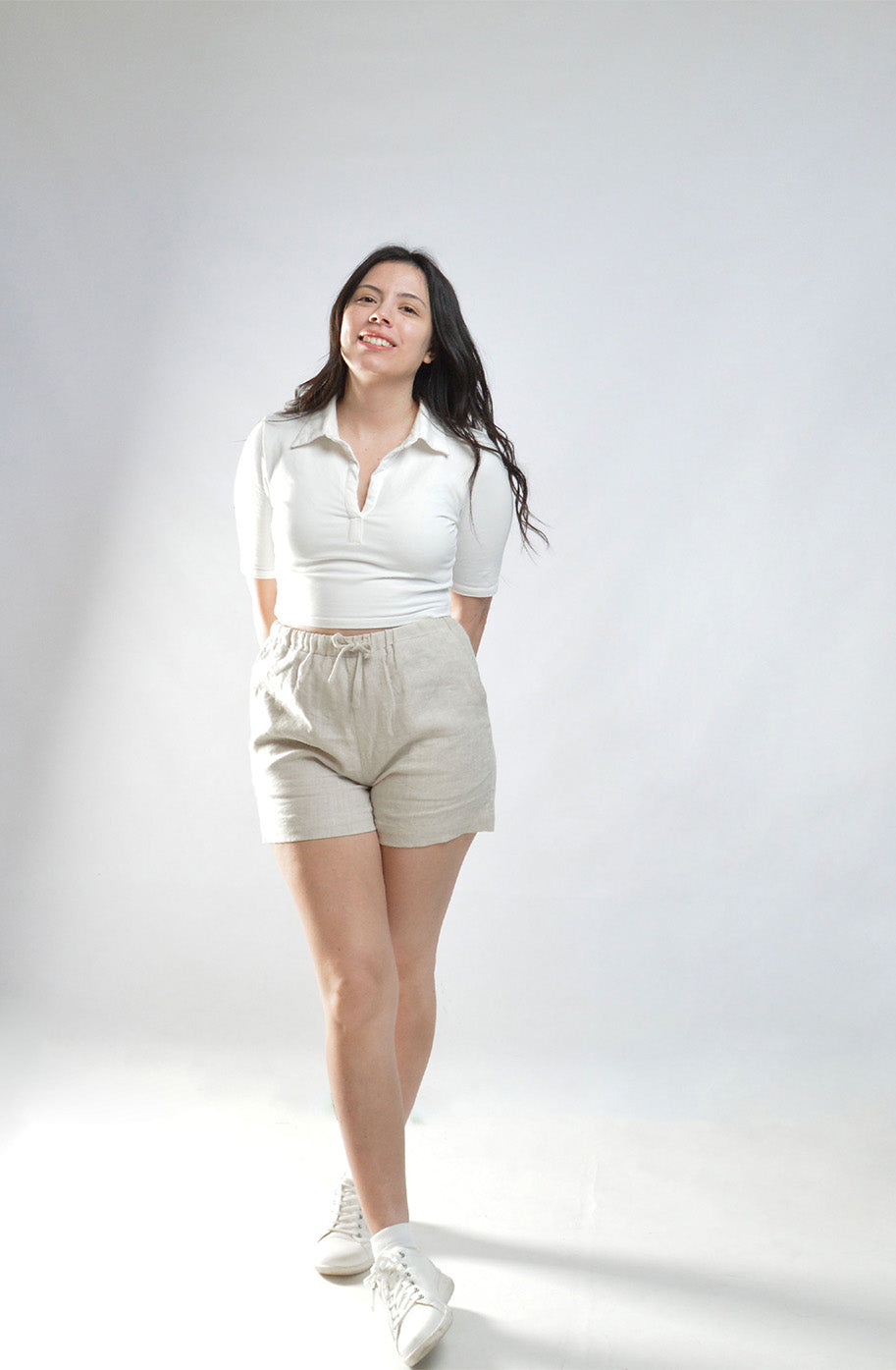 Linen Shorts, Beige