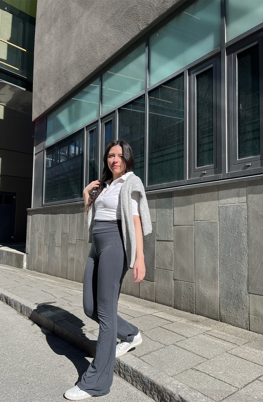 Casual Cropped Polo shirt, White