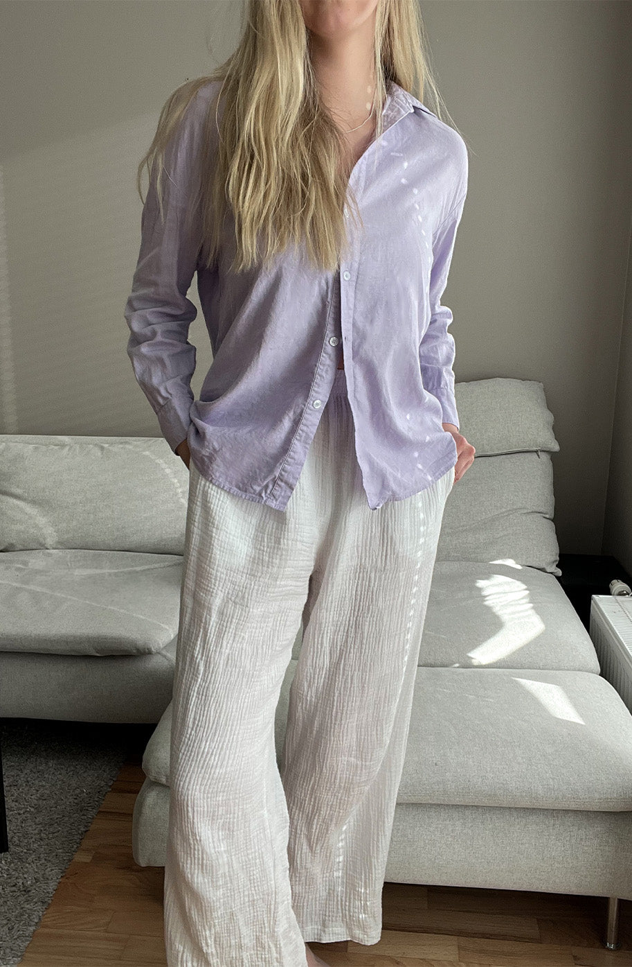 Cotton Linen Shirt, Lilac